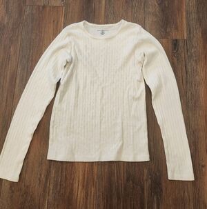 Brandy Melville Scalloped Eyelet Long Sleeve Top - White - S